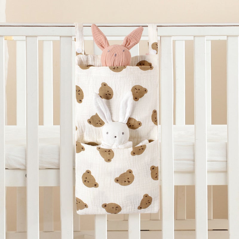 Baby Cotton Bedside Hanging Bag Double Crepe Baby Toy Diaper Storage Bag Children'S Multifunctional Storage Bag - Image 3