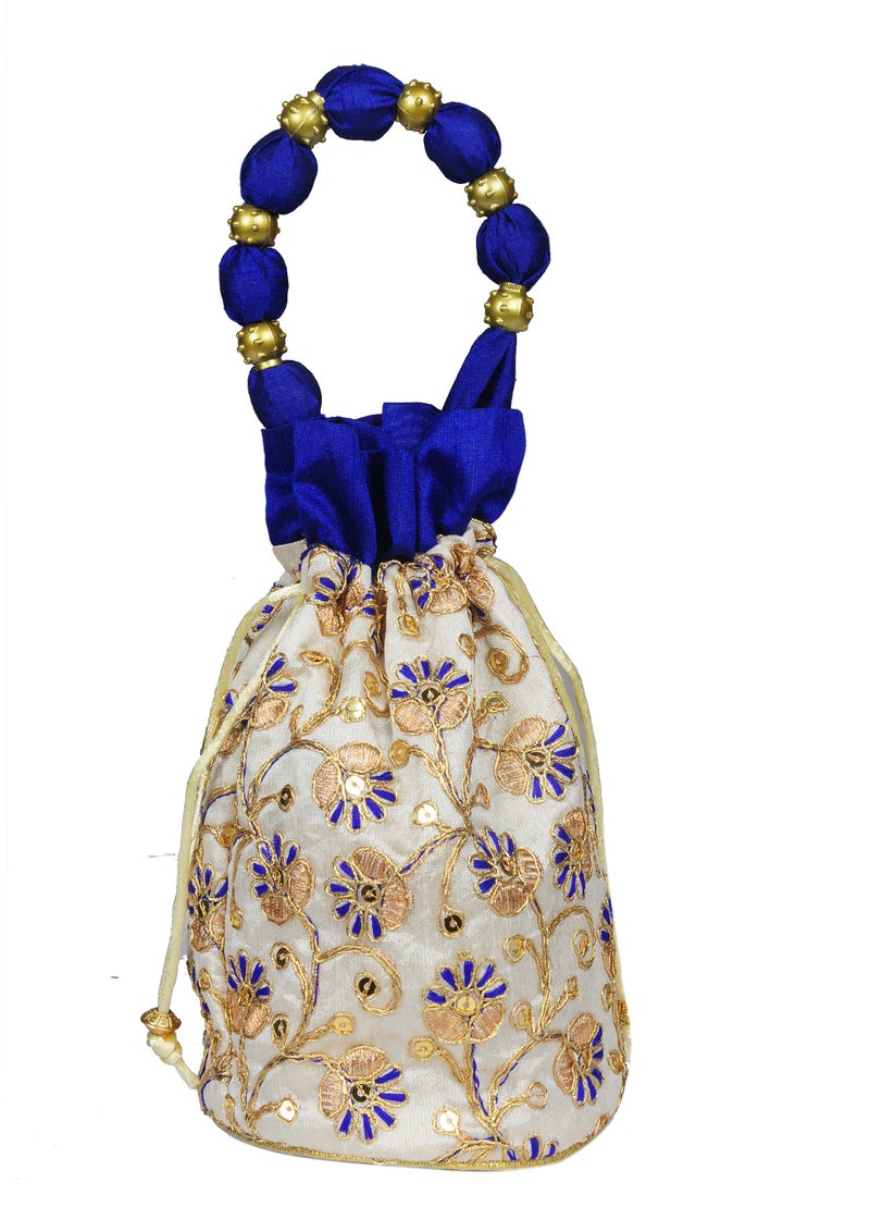 SuneshCreation Ethnic Potli Handbag with Beaded Handle for Women - Image 1