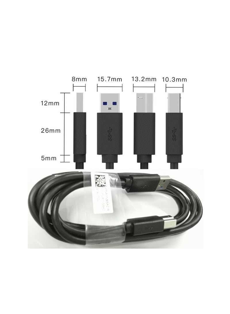 كابل طابعة USB USB 3.0 سلك ماسح ضوئي عالي السرعة متوافق مع Brother و HP و Canon و Lexmark و Dell و Xerox وغيرها أسود 1.5 متر - Image 4
