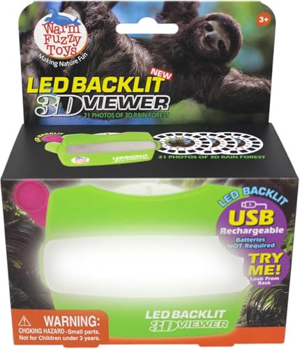 WARM FUZZY Toys LED Backlit 3D Viewer Rainforest New 2025 USBC Rechargeable Viewer for Kids Adults Includes 3 Reels with 21 HD 3D Images PatentPending Retro Toy No Light Source Needed - Image 5