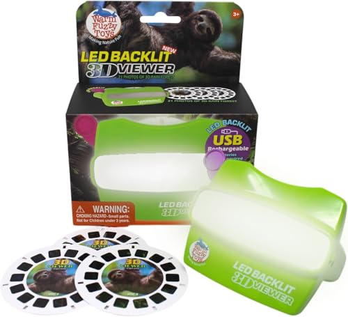 WARM FUZZY Toys LED Backlit 3D Viewer Rainforest New 2025 USBC Rechargeable Viewer for Kids Adults Includes 3 Reels with 21 HD 3D Images PatentPending Retro Toy No Light Source Needed - Image 1