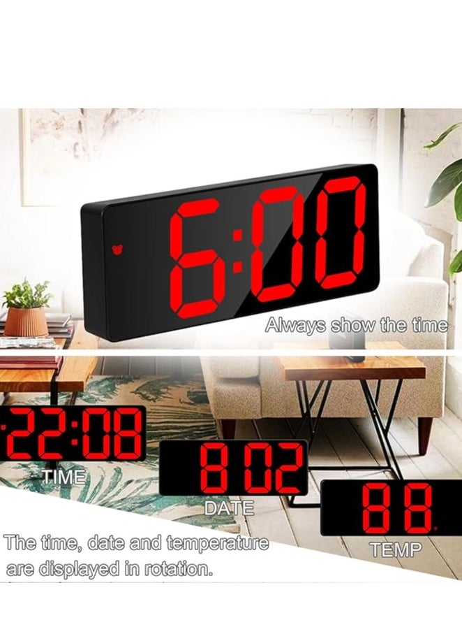 Generic - Digital Alarm Clock for Bedrooms – 6.5-Inch LED Display with Red Numbers, 3 Adjustable Brightness Levels, Desk/Table Clock, 12/24 Hour Format, Temperature, Calendar, Plug-In Powered - Image 1