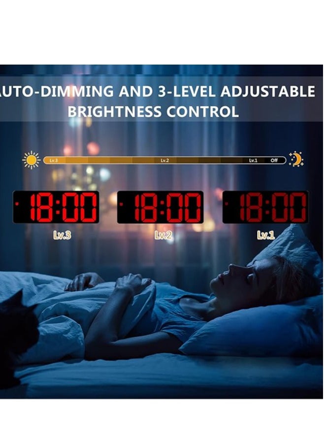 Generic - Digital Alarm Clock for Bedrooms – 6.5-Inch LED Display with Red Numbers, 3 Adjustable Brightness Levels, Desk/Table Clock, 12/24 Hour Format, Temperature, Calendar, Plug-In Powered - Image 1