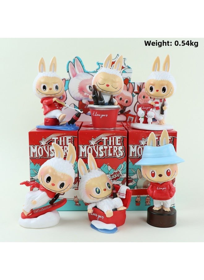 Labubu Labubu Blind Box Trendy Play Hand-made Super Cute Series Doll Desktop Ornaments Birthday Gift-Color:Coke Labubu 6-piece Box Set  - Image 1