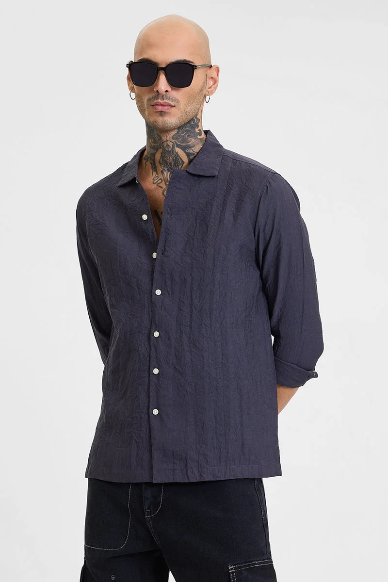 SNITCH Charcoal Grey Crinkle Shirt