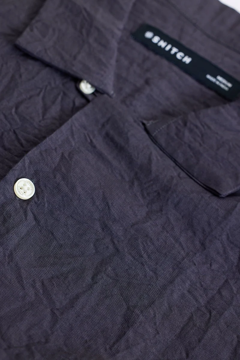 SNITCH Charcoal Grey Crinkle Shirt