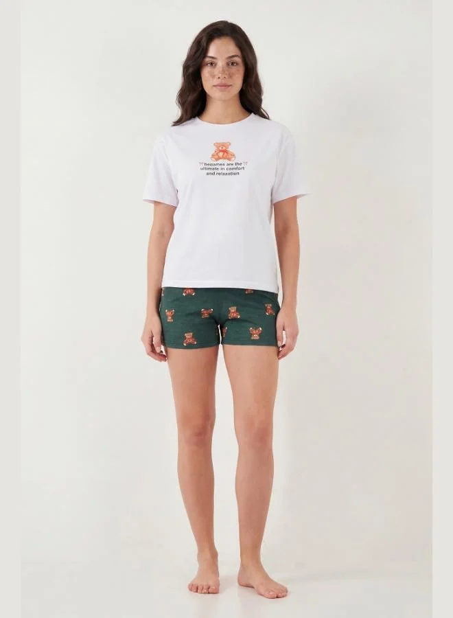 ليلا Lela Cotton Regular Fit Patterned Shorts Pajama Set Women's PAJAMA SET 65790782