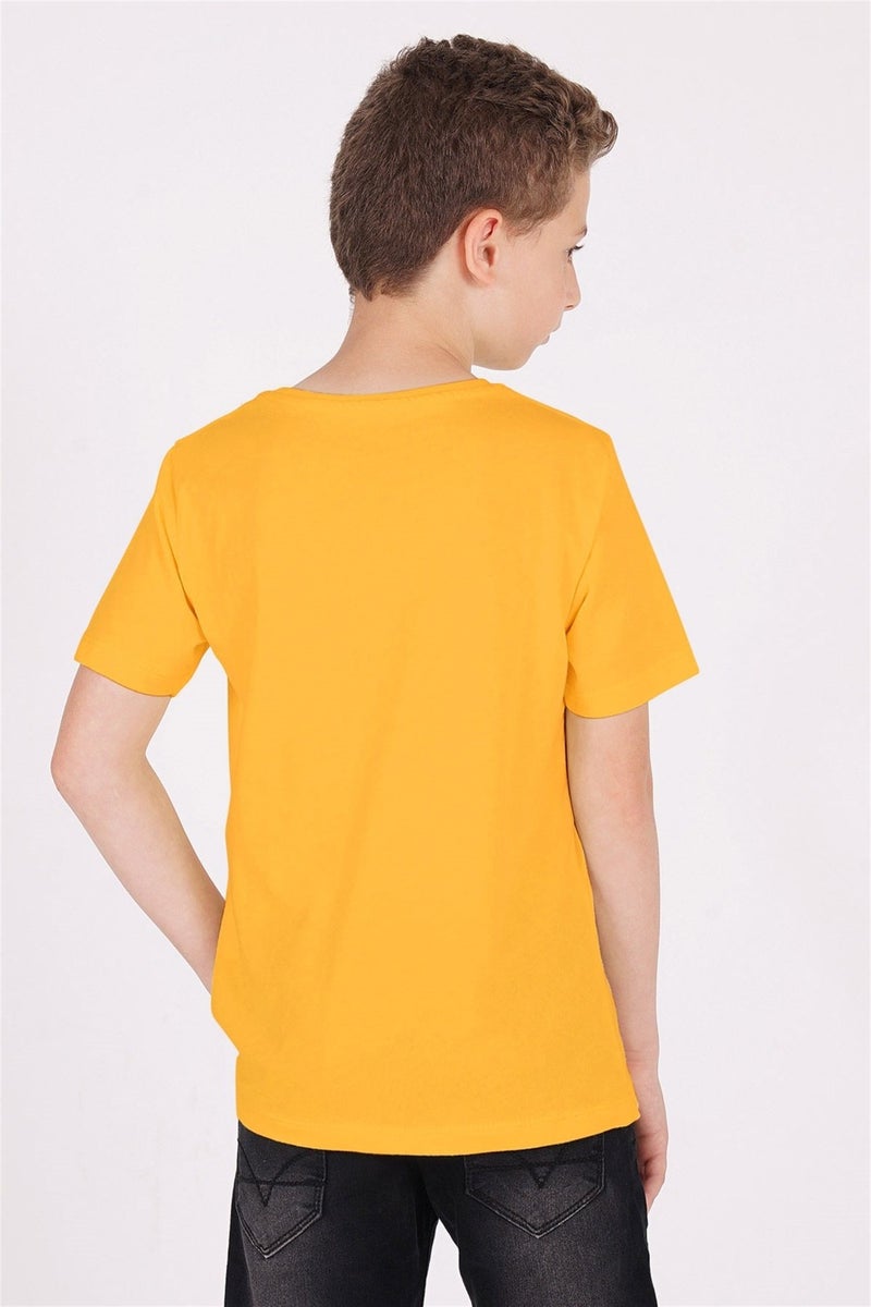Zepkids Boy Mustard Colored Crew Neck Game Handle Printed T-Shirt  - Image 3
