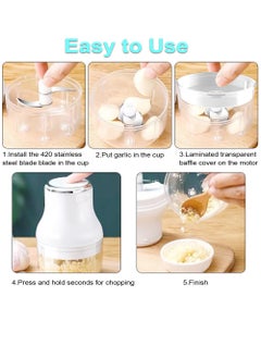 Generic Electric Garlic Chopper 250ML Mini Portable Veggie Chopper, Garlic Grinder Masher Onion Chopper, Blender to Vegetable, Wireless Baby Food Processor for Ginger, Chili, Fruit, Meat  - Image 4