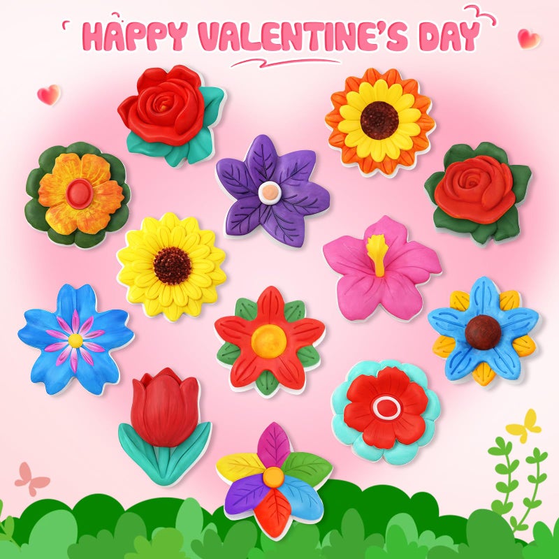 Letapapa Valentine's Day Cards for Kids school, 24 PACK Valentine's Day Cards for Kids with Flowers Plaster Painting Kit, Valentines Day Gifts for Kids for School Classroom Exchange, Valentines Party Favors - Image 3