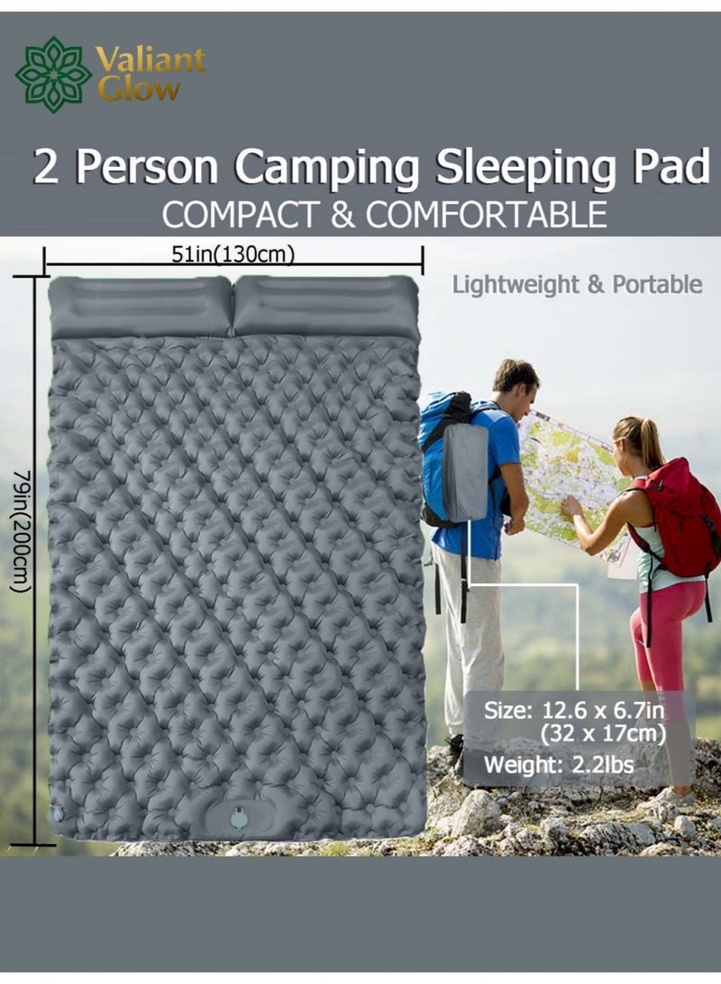 توهج شجاع مرتبة نوم طوارئ محمولة وخفيفة الوزن |سجادة نوم مزدوجة للتخييم | سجادة تخييم خفيفة الوزن | مع وسادة | مضخة قدم مدمجة | سجادة نوم قابلة للنفخ | فراش للرحلات、مفرش بر、فرشة خيمه、طراحه نوم للبر|خفيفة الوزن وقابلة للحمل | مناسبة للتخييم | الرحلات الخلفية | المشي لمسافات طويلة | التخييم في الخيام. - Image 2