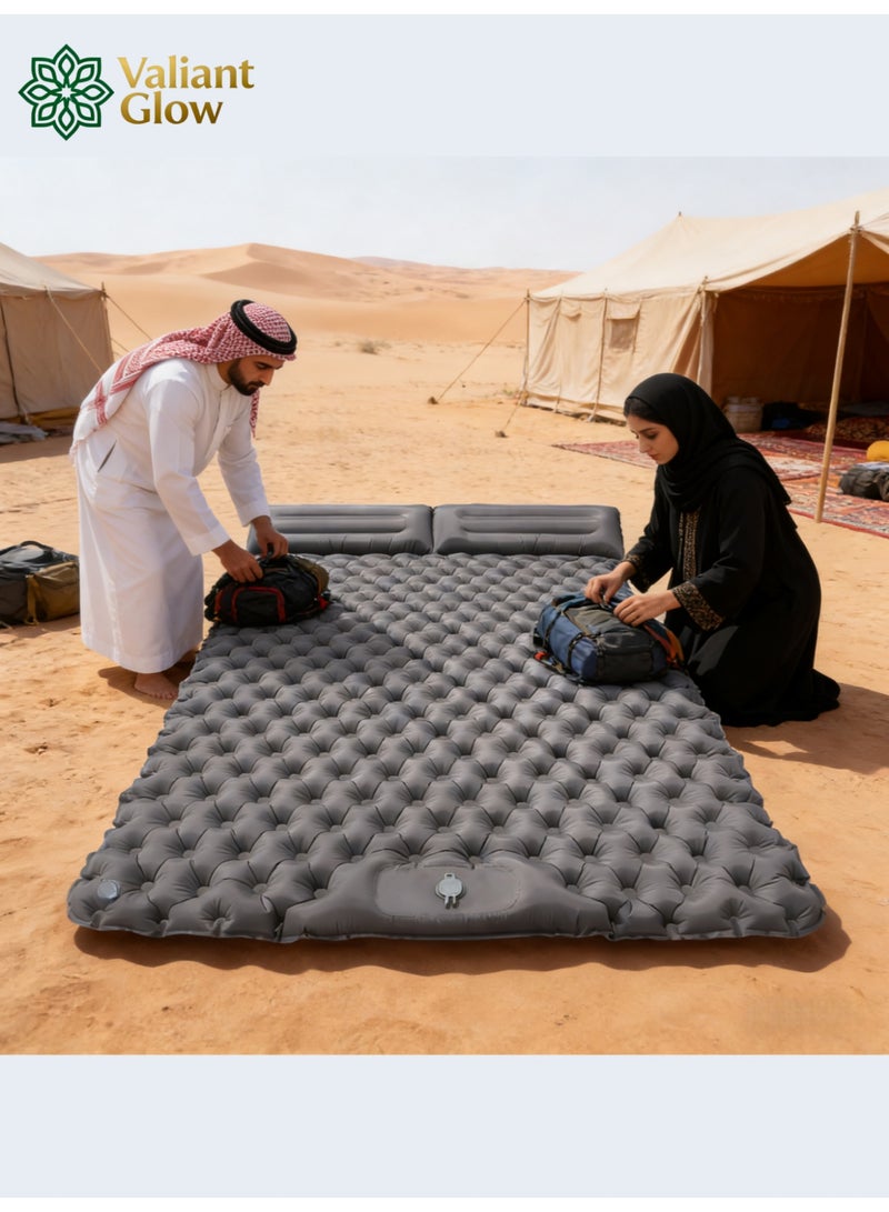 توهج شجاع مرتبة نوم طوارئ محمولة وخفيفة الوزن |سجادة نوم مزدوجة للتخييم | سجادة تخييم خفيفة الوزن | مع وسادة | مضخة قدم مدمجة | سجادة نوم قابلة للنفخ | فراش للرحلات、مفرش بر、فرشة خيمه、طراحه نوم للبر|خفيفة الوزن وقابلة للحمل | مناسبة للتخييم | الرحلات الخلفية | المشي لمسافات طويلة | التخييم في الخيام. - Image 4
