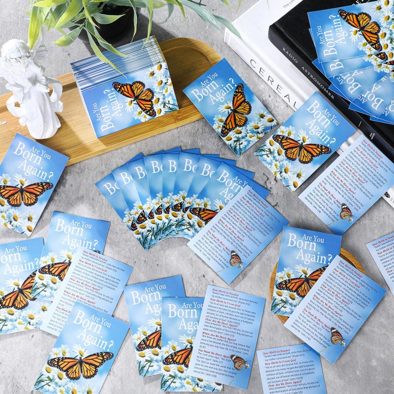 Noveread 200 Pcs Gospel Tract Card Salvation Cards Pocket Holy Postcard Prayer Postcards Christian Inspirational Bible Verses Bookmark for Christian Gift(Are You Born Again) - Image 3