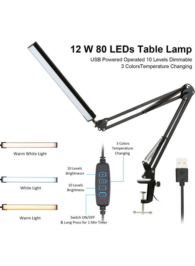 مصباح طاولة بإضاءة LED بمنفذ USB أسود - Image 5