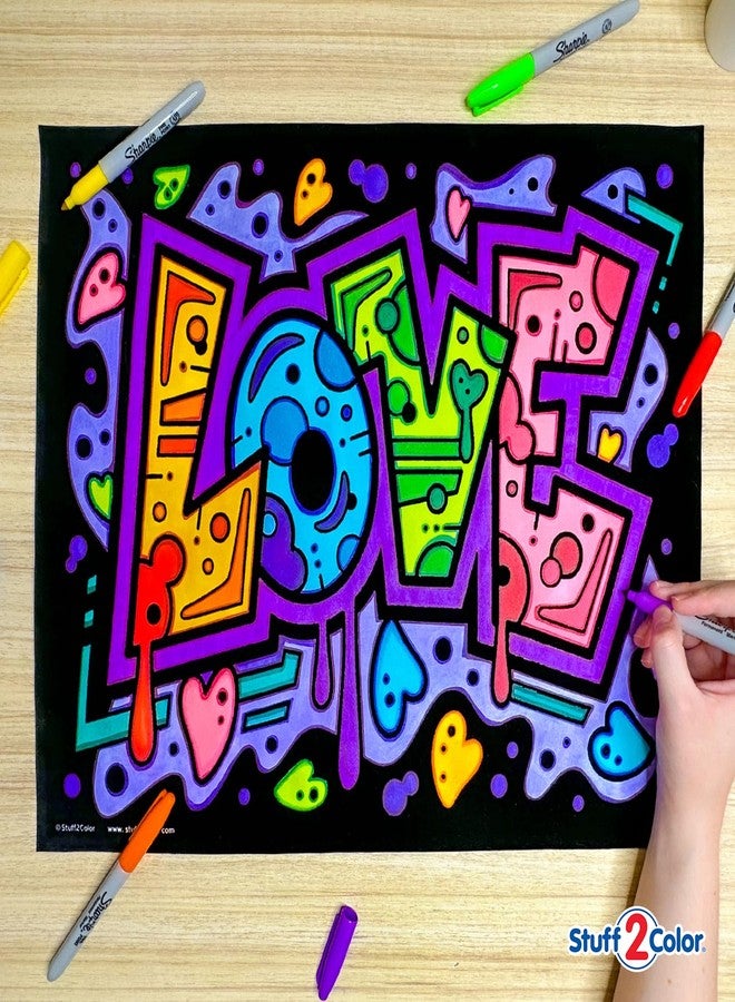 Stuff2Color Graffiti Love - Fuzzy Coloring Poster - All Ages Coloring for Kids, Toddlers, Teens, and Adults (Great for Arts and Crafts Coloring Time, After School, or as a Family Activity) - Image 2