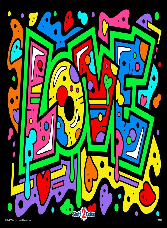 Stuff2Color Graffiti Love - Fuzzy Coloring Poster - All Ages Coloring for Kids, Toddlers, Teens, and Adults (Great for Arts and Crafts Coloring Time, After School, or as a Family Activity) - Image 1
