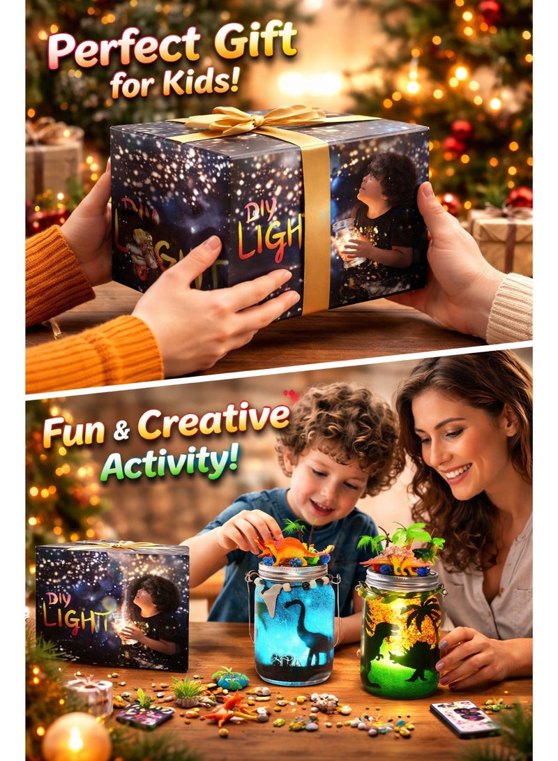 BaytEasy DIY Dinosaur Night Light Kit for Kids, 2 Pack Mason Jar Lamp Set with Remote Control, 16 Colors LED, Creative Craft Gift Toy with Accessories for Boys & Girls - Image 3