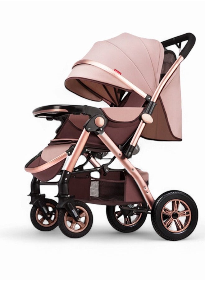 Generic Deluxe Foldable Baby Stroller - Portable Multifunctional Travel Pram for Newborns and Infants with Four-Wheel Suspension 