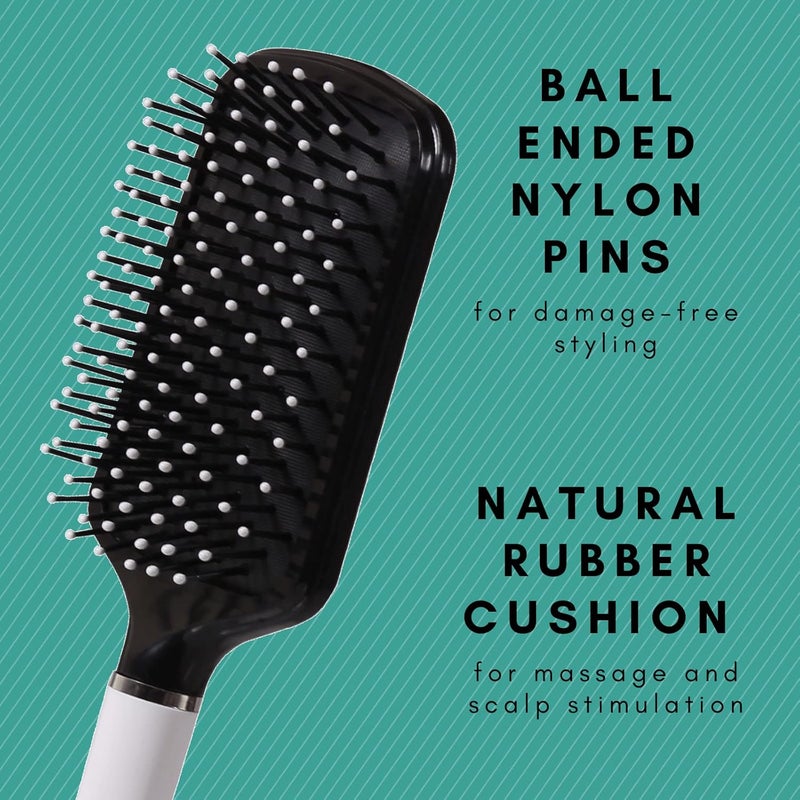 Scarlet Line Large Paddle Hair Brush with Plastic Handle Air Cushion Paddle Brush with Ball Tip Nylon Bristles Styling n StraighteningBlack n White - Image 3