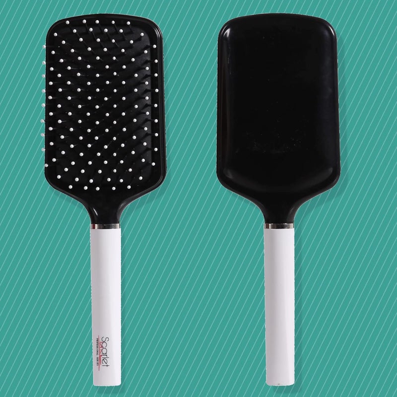 Scarlet Line Large Paddle Hair Brush with Plastic Handle Air Cushion Paddle Brush with Ball Tip Nylon Bristles Styling n StraighteningBlack n White - Image 2
