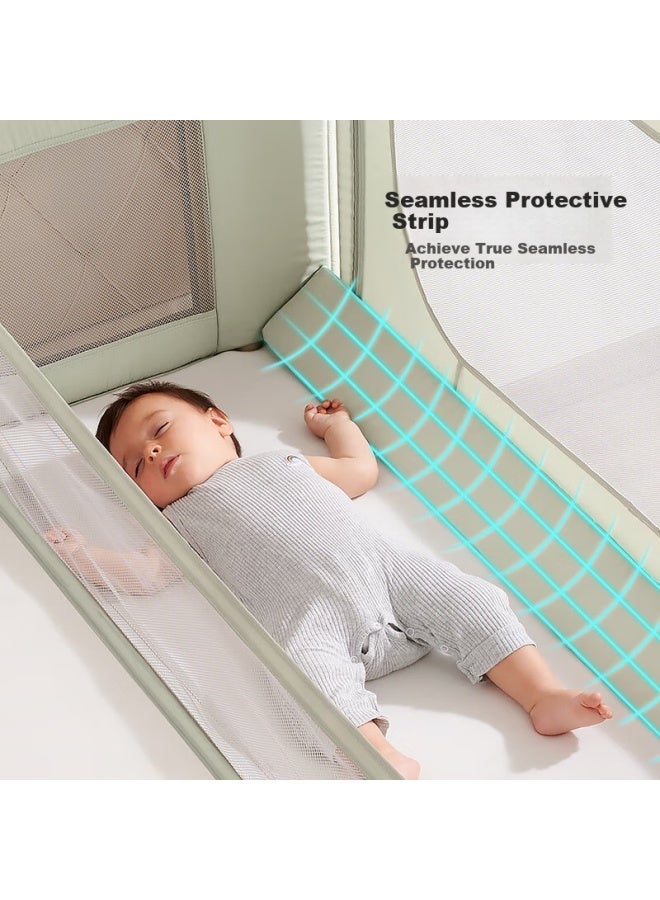 Sweeby Baby Bedside Crib Portable Newborn Foldable Multifunctional Bedside Bed Blue Mountain Green - Image 3