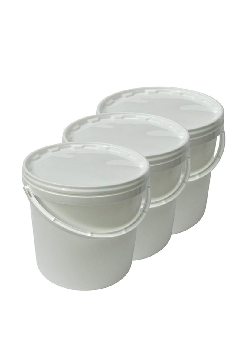 3 x 20 Litre Bucket with White Lid - 3 Pack Milk Buckets/Storage Stackable - Honey Bucket Plastic Food Dispenser - Empty Flour Bucket  - Image 3