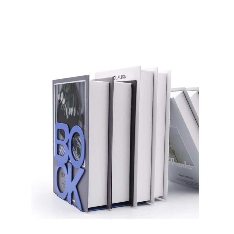 Zikra Book Ends Decorative Metal Book Ends Supports for Bookrack Desk Books Unique Appearance Design Book Shelf Holder Home Decorative Heavy Duty Metal Heavy Duty Bookend 1 Pair - Image 4