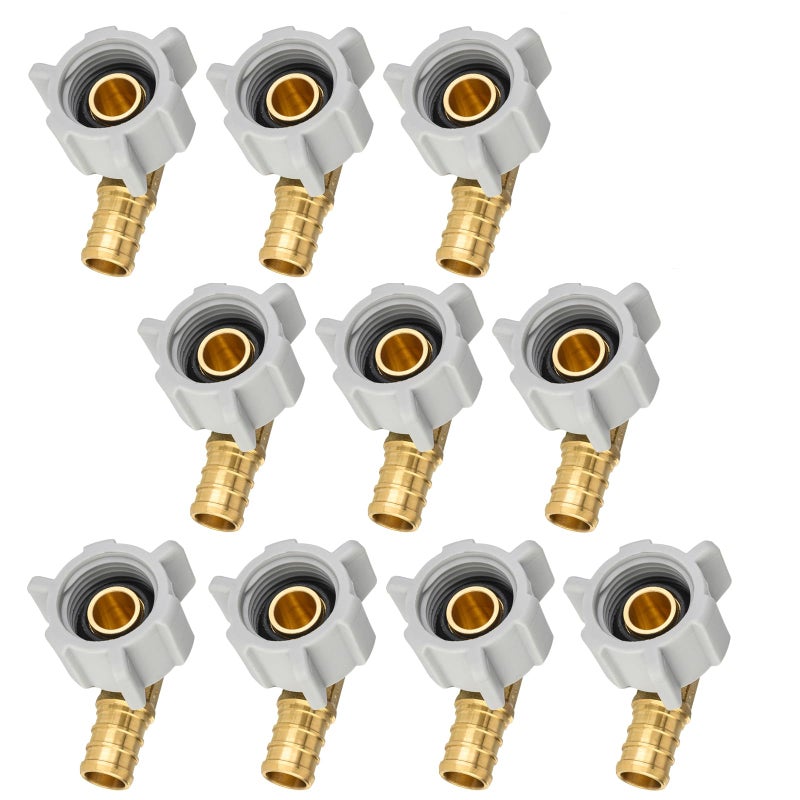 GUOFIS 10 Pack PEX FittingsPex 12 x 12 NPT Female Threaded Swivel ElbowPEX F1807 Brass Barb Plumbing Crimp FittingPEX1807208 - Image 2
