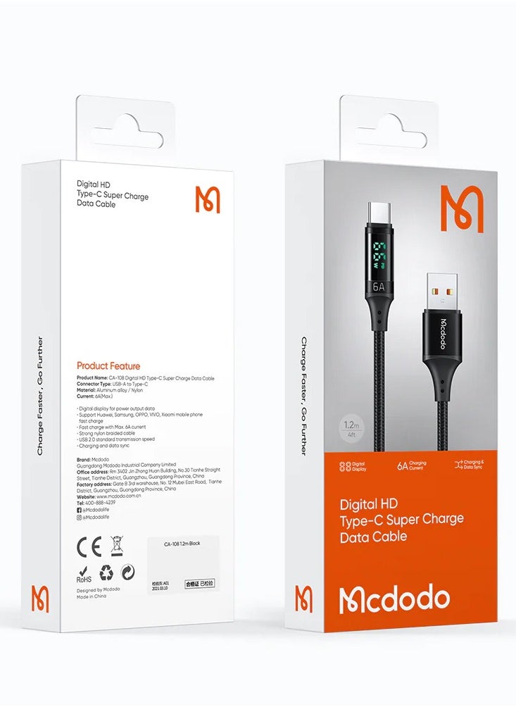 Cable Digital HD Type-c 6A Data 1.2m