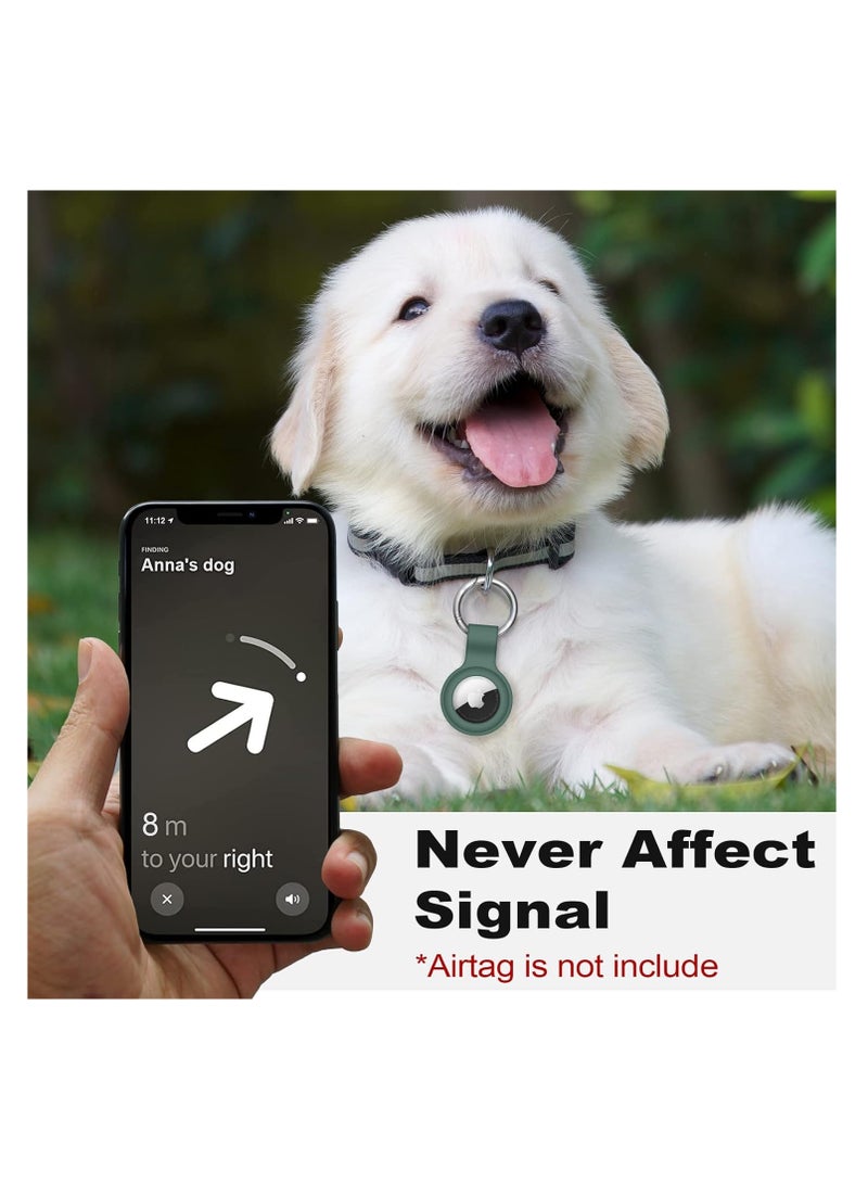 AirTag Case Keychain Air Tag Holder Silicone AirTags Key Ring Cases Tags Chain Apple AirTag GPS Item Finders Accessories，Dark Green - Image 3