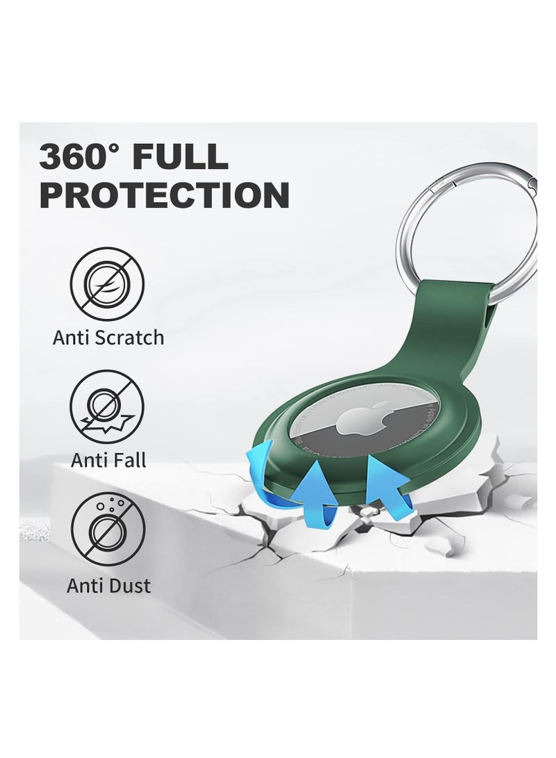 AirTag Case Keychain Air Tag Holder Silicone AirTags Key Ring Cases Tags Chain Apple AirTag GPS Item Finders Accessories，Dark Green - Image 2
