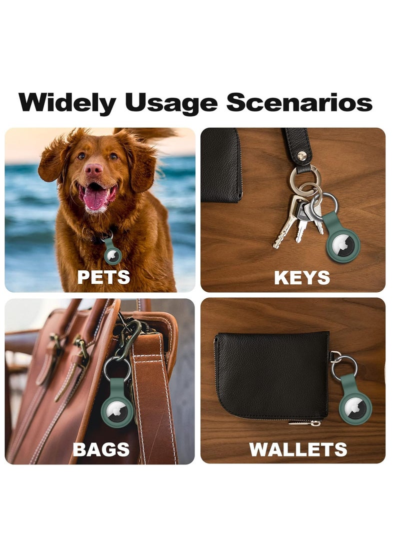 AirTag Case Keychain Air Tag Holder Silicone AirTags Key Ring Cases Tags Chain Apple AirTag GPS Item Finders Accessories，Dark Green - Image 5
