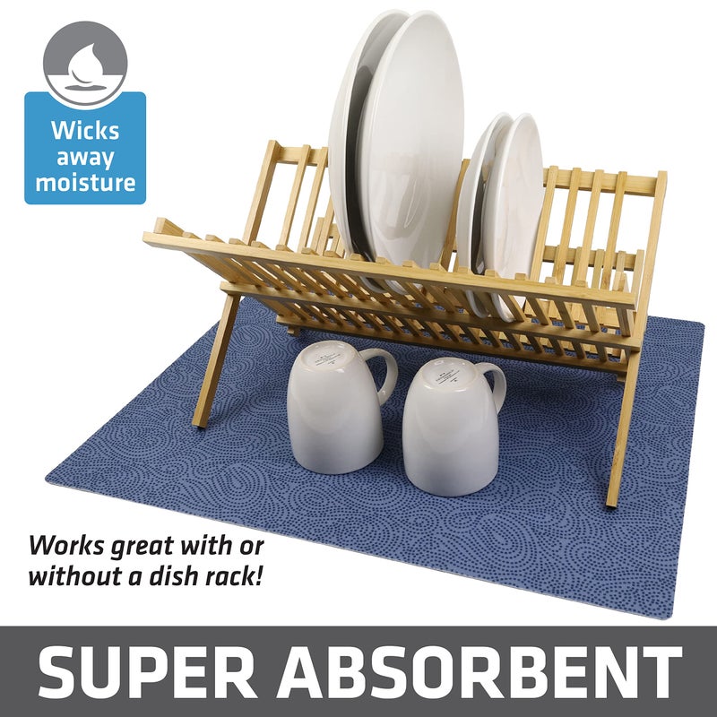 Drymate Xl Dish Drying Mat  Oversized (19 X24 )  Low-Profile  Super Absorbent  Quick Dry Fabric  Waterproof & Slip-Resistant  For Kitchen Counter  Trimmable  Easy To Clean (Usa Made)(Blue) - Image 2