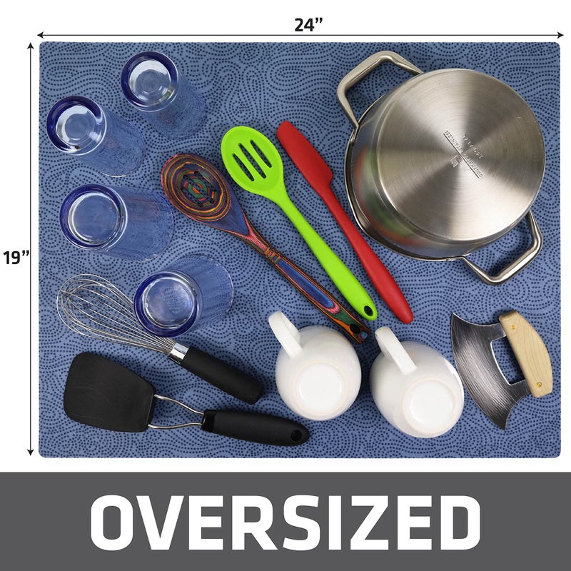 Drymate Xl Dish Drying Mat  Oversized (19 X24 )  Low-Profile  Super Absorbent  Quick Dry Fabric  Waterproof & Slip-Resistant  For Kitchen Counter  Trimmable  Easy To Clean (Usa Made)(Blue) - Image 5