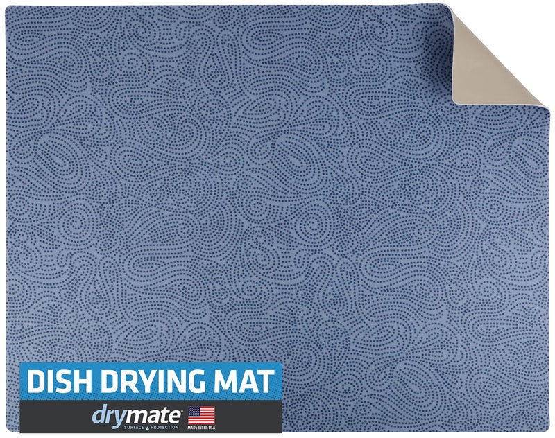Drymate Xl Dish Drying Mat  Oversized (19 X24 )  Low-Profile  Super Absorbent  Quick Dry Fabric  Waterproof & Slip-Resistant  For Kitchen Counter  Trimmable  Easy To Clean (Usa Made)(Blue) - Image 1