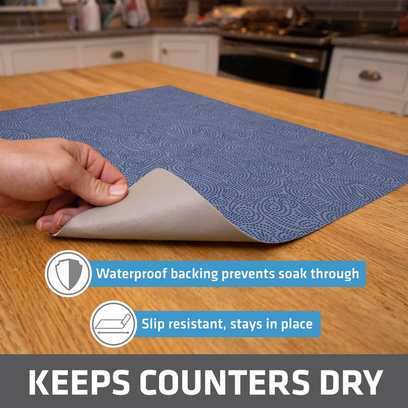 Drymate Xl Dish Drying Mat  Oversized (19 X24 )  Low-Profile  Super Absorbent  Quick Dry Fabric  Waterproof & Slip-Resistant  For Kitchen Counter  Trimmable  Easy To Clean (Usa Made)(Blue) - Image 3