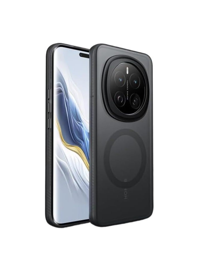 VKL Matte Frosted Magnetic Wireless Case Compatible with Honor Magic 7 Pro 5G Anti-Fingerprint Shockproof Armor Cover For Honor Magic 7 Pro (Black) - Image 1