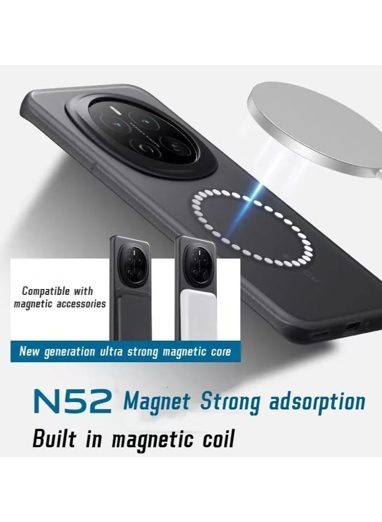 VKL Matte Frosted Magnetic Wireless Case Compatible with Honor Magic 7 Pro 5G Anti-Fingerprint Shockproof Armor Cover For Honor Magic 7 Pro (Black) - Image 4