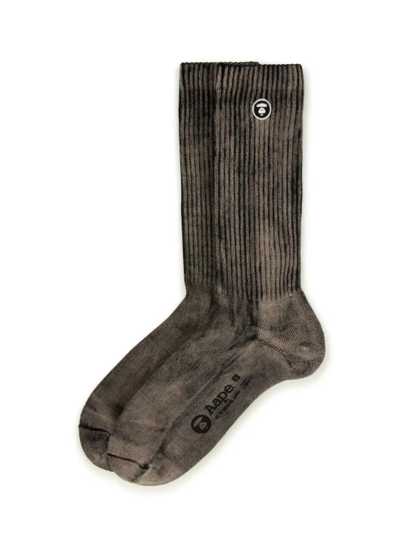 AAPE Moonface logo tie-dye crew socks