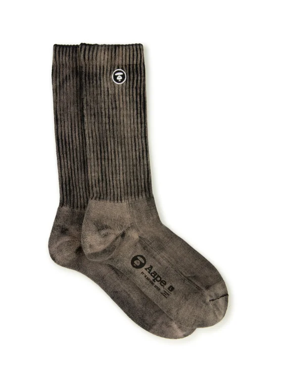 AAPE Moonface logo tie-dye crew socks
