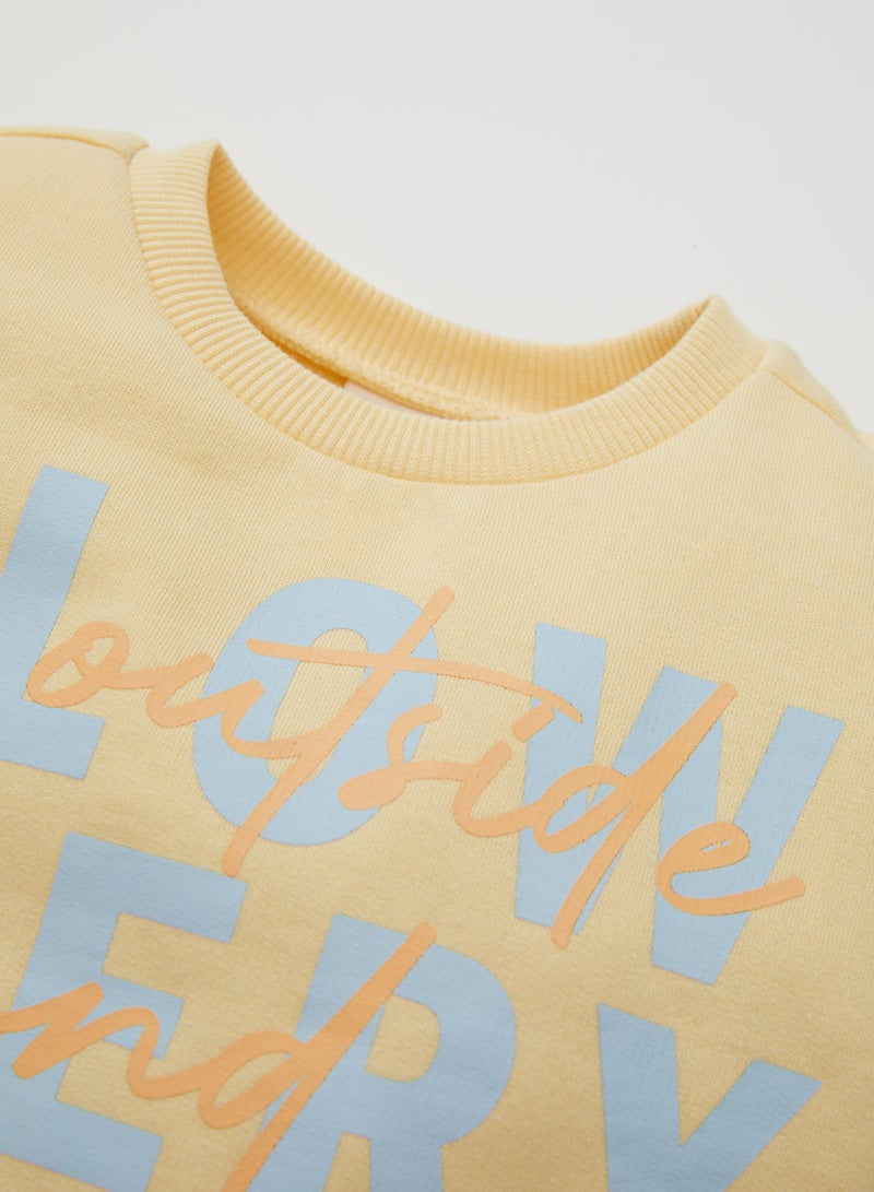 DeFacto Printed Crew Neck Sweatshirt With Elastic Waist Jogger Pants 2-Piece Set  - Image 2