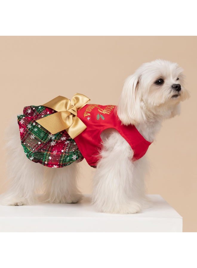 Fitwarm Merry Woofmas 100% Cotton Dog Christmas Outfits Girl Dog Holiday Dress Lightweight Doggie Costume Puppy Clothes Pet Apparel with Bowknot Cat Clothing Red X-Small - Image 5