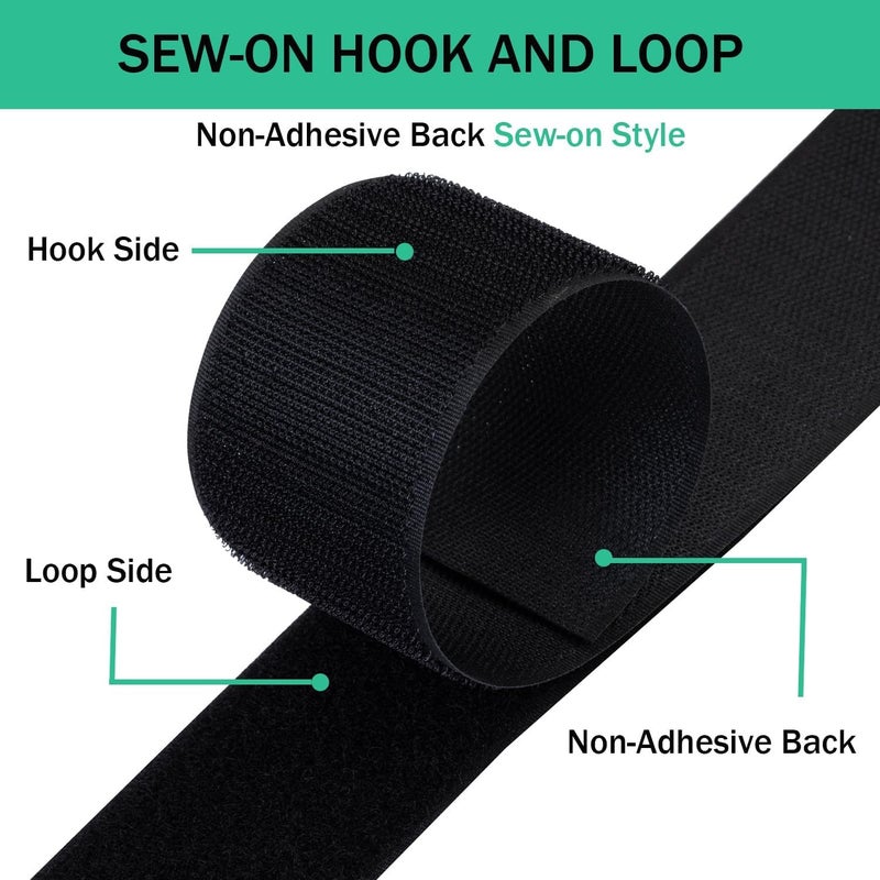 Aakriti Aakriti Sew on Hook and Loop Tape, Non-Adhesive Sticky Back Nylon Fabric Fastener Interlocking Tape for Sewing Crafts DIY, Clothes & Shoes (Size: 1.5 inch) (5 MTR - Black)  - Image 4