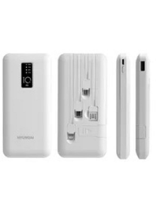 HYUNDAI - 10000mAh Power Bank with Led Display Charging Status 3 in 1 White - Image 1