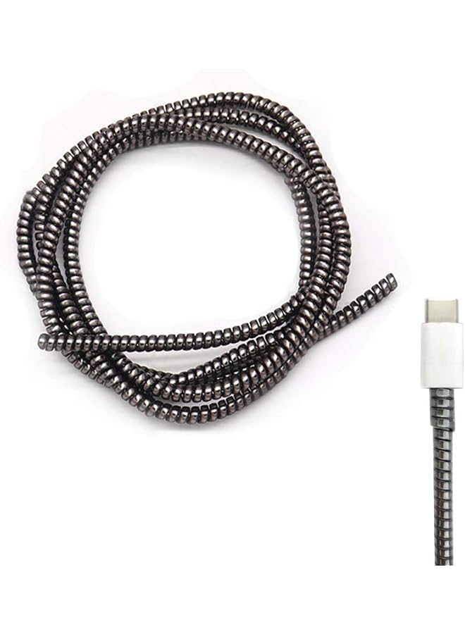 S-TOP Cable Protector Animal Proof Wire Repair, Cord Protector for Pets Headphone Saver Spiral Cable Wrap Strain Relief, Cord Sleeve for Phone Cable USB Date Cable, 60 inches, 2 pcs, Black - Image 1