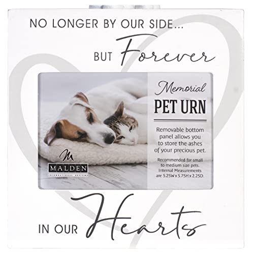 Malden 35x5 Forever In Our Hearts Memorial Pet Urn Screenprinted White Wood Paw Prints by Malden International Designs - Image 3