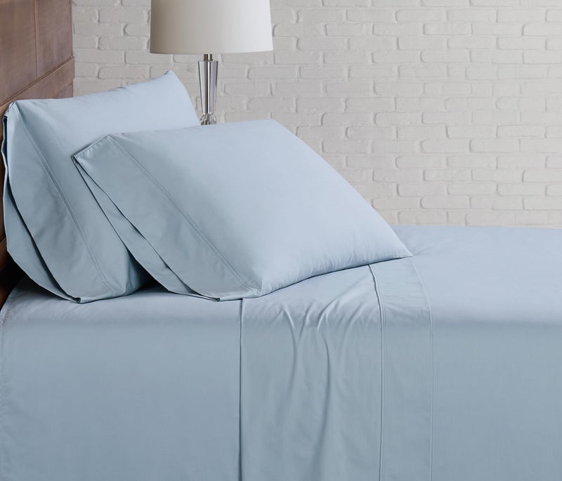 CANNON Solid Percale 200 Thread Count Sheet Sets Light Blue 100 Cotton 5Piece Split King Sheet Set Solid Color Themed Adult Bedding OekoTEX Certified - Image 2
