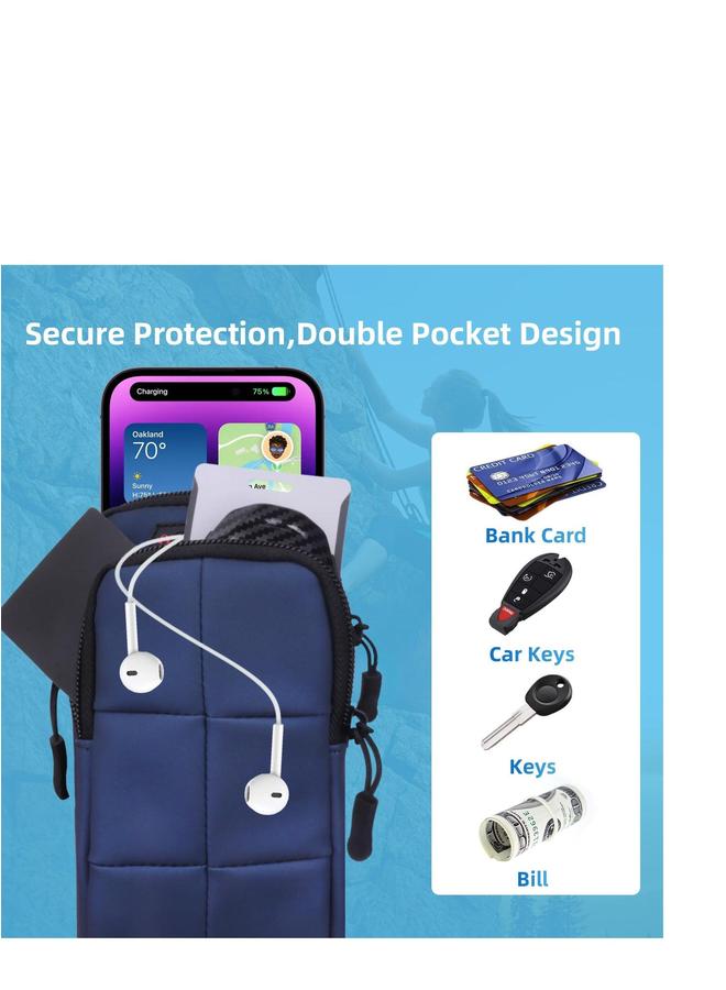 Arm Bands for Workout, Phone Armband Sweatproof Workout Holder, Water Bottle Pouch Stanley Cup, Cup Bag, Use Running, Walking, Hiking Women and Men(Blue) - Image 3