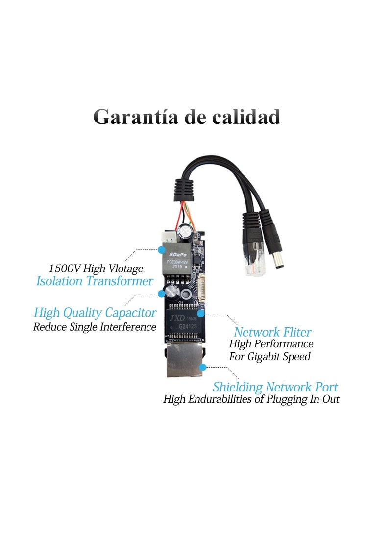 SYOSI - Gigabit PoE Splitter 12V 2A Output with IEEE 802.3af/at Standard Compliant 10,100,1000Mbps Power over Ethernet Splitter Adapter for Security Camera CCTV Surveillance 5.5x2.1mm DC Plug Cable (PS5712TG) - Image 1