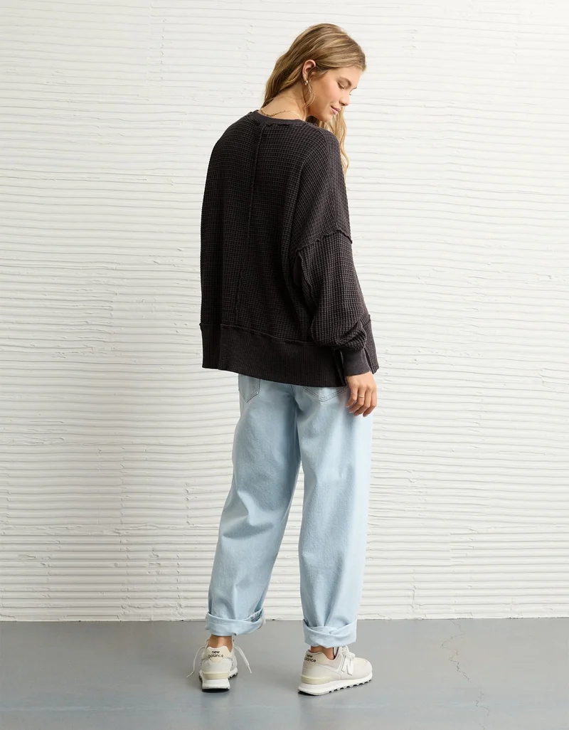 American Eagle  AE Big Hug Crew Neck Waffle Sweatshirt for Women | Best Price UAE